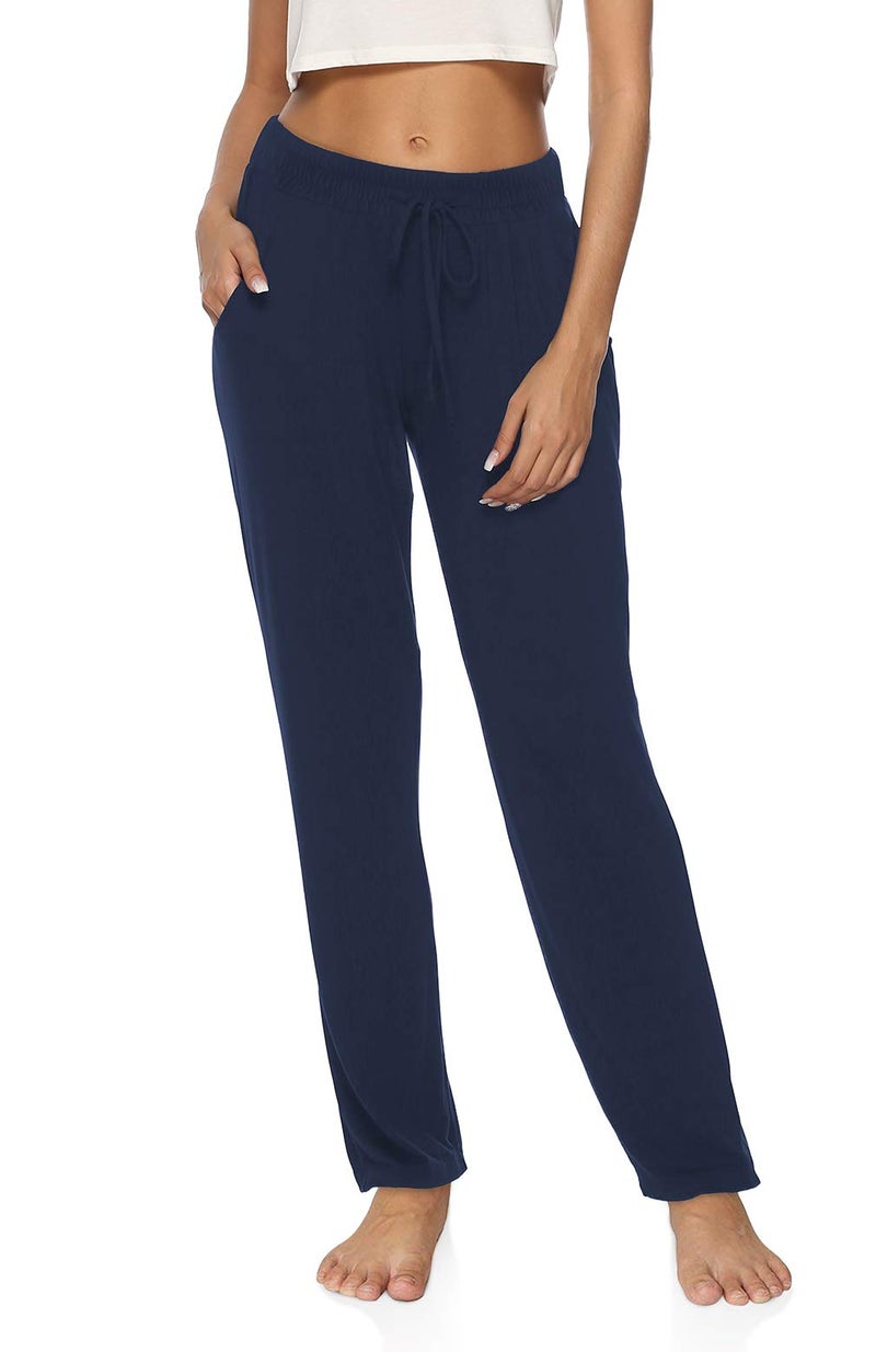 DIBAOLONG Womens Yoga Pants Wide Leg Comfy Drawstring Loose Straight Lounge Running Workout Legging Navy XL - Image 4